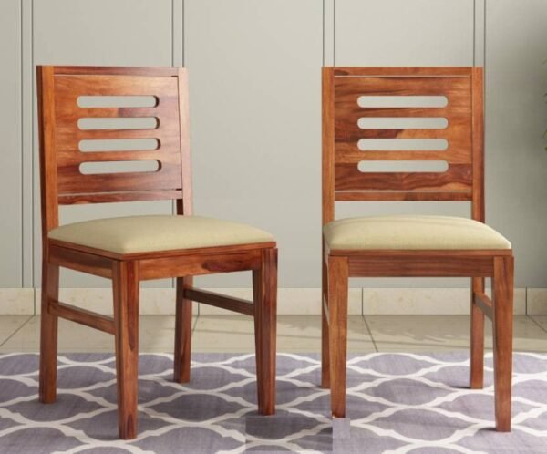 REGAL ARTWARES Sheesham Wood Dining Chairs Set of 2 for Dining Room Furniture || Wooden Chairs Set with Cushion for Living Room Home and Office - Teak Finish