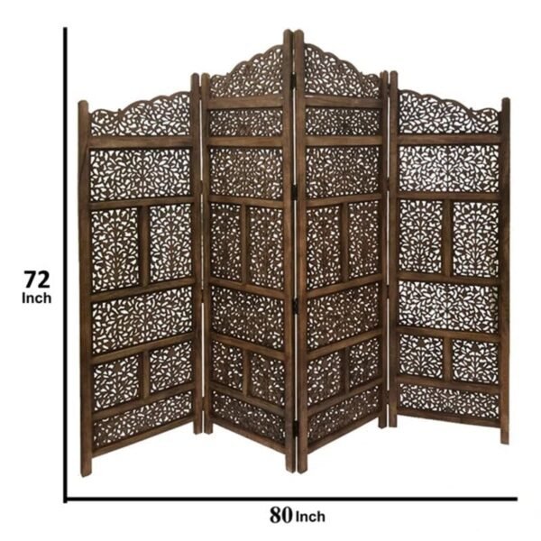 REGAL ARTWARES Wooden Room Divider/Wooden Partition/Wooden/Separator for Living Room/Office Wooden Partition/Wooden Room Divider/Wooden Screen/Wooden Separator Curtains for Hall 4 Panel - Image 7