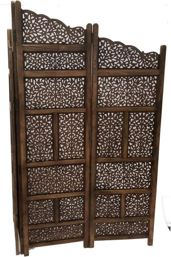 REGAL ARTWARES Wooden Room Divider/Wooden Partition/Wooden/Separator for Living Room/Office Wooden Partition/Wooden Room Divider/Wooden Screen/Wooden Separator Curtains for Hall 4 Panel - Image 6