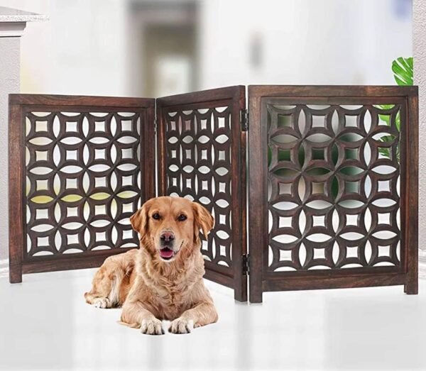 REGAL ARTWARES Wooden Baby Safety Gate for Staircase & Doors| Wooden Pet Gate | Folding Safety Gate for Kids & Pets (3 Panels