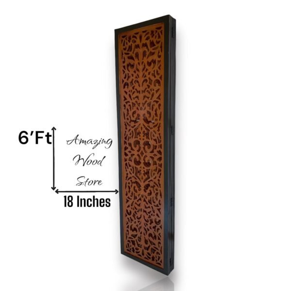 REGAL ARTWARES  Wooden Room Divider/Wooden Partition/Wooden/Separator for Living Room/Office Wooden Partition/Wooden Room Divider/Wooden Screen/Wooden Separator Flower Design 4 Panel - Image 3