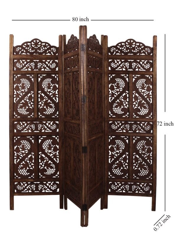 REGAL ARTWARES Wooden Room Partition for Living Rooms, Wood Screen Separator and Wooden Room Wall Dividers Wall Panels with Stands for Living Room/Bedroom/Office/Restaurant (4 Panel) - Image 3