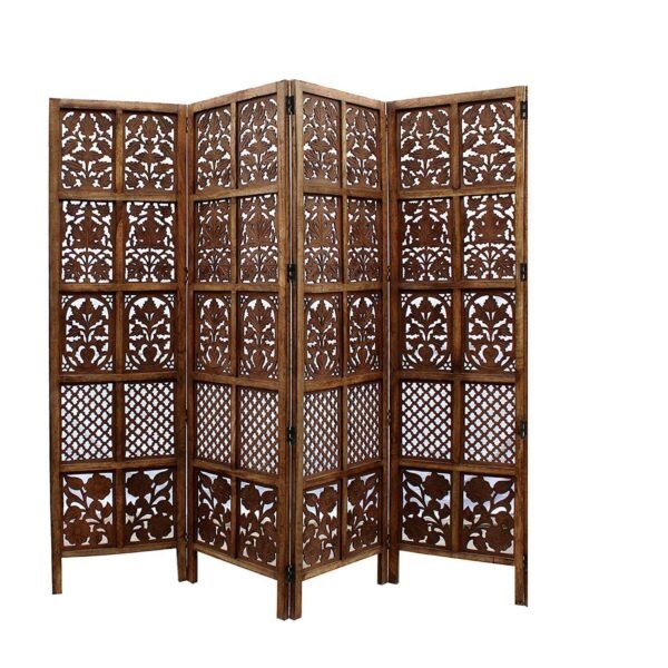 REGAL ARTWARES ooden Partition for Living Room, Wood Screen Separators, Partition Wall Divider for Living Room, Room Partitions and Dividers, Wooden Partition for Pooja Room 4 Panels with Stands - Image 4