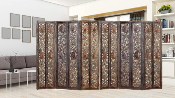 REGAL ARTWARES Wooden Partition Screen/Room Divider Traditional Handicrafts 6ft Height (6Panels) for Living Room/Bedroom/Office/Kitchen Brown Color - Image 5