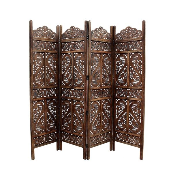 REGAL ARTWARES Wooden Room Partition for Living Rooms, Wood Screen Separator and Wooden Room Wall Dividers Wall Panels with Stands for Living Room/Bedroom/Office/Restaurant (4 Panel)