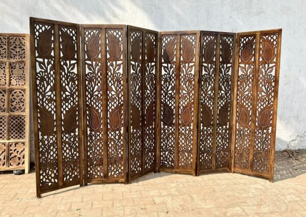 REGAL ARTWARES Wooden Partition Screen/Room Divider Traditional Handicrafts 6ft Height (6Panels) for Living Room/Bedroom/Office/Kitchen Brown Color - Image 6