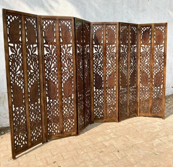 REGAL ARTWARES Wooden Partition Screen/Room Divider Traditional Handicrafts 6ft Height (6Panels) for Living Room/Bedroom/Office/Kitchen Brown Color - Image 8