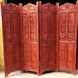 REGAL ARTWARES Sheesham Wood Partition Screen/Room Divider Traditional Handicrafts 4 Panels 6ft Height (Brown)