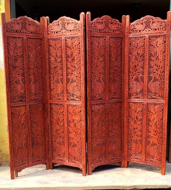 REGAL ARTWARES Sheesham Wood Partition Screen/Room Divider Traditional Handicrafts 4 Panels 6ft Height (Brown)